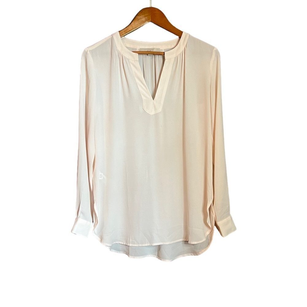 3 for $30! Loft light pink sheer long sleeve blouse.